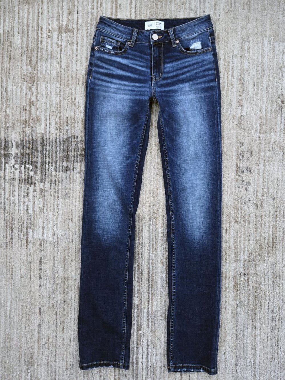 BKE Buckle Stella Mid Rise Slim Fit Straight Jeans Womens Washed Blue 26W 32L